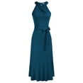 thumbnail image 1 of Women Cross Halterneck Party Dress Tiered Flared A-Line Midi Dress-Cerulean-M, 1 of 7