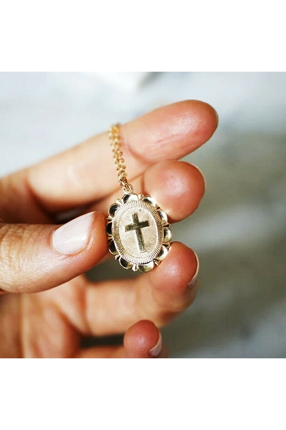 Women Cross Pendant Necklace Charm Religious Jewelry Anniversary Gift Christian Accessory for Daily Wear