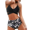thumbnail image 1 of Women Cross Wrap Halter Bikini Set High Waisted Bathing Suits Push Up Two Piece Swimsuits, 1 of 3
