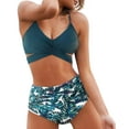 thumbnail image 1 of Women Cross Wrap Halter Bikini Set High Waisted Bathing Suits Push Up Two Piece Swimsuits, 1 of 8