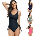 thumbnail image 1 of Women Cross Wrap Halter Drawstring Swimsuit Tummy Control Bathing Suits Push Up One Piece Bikinis Swimwear, 1 of 9