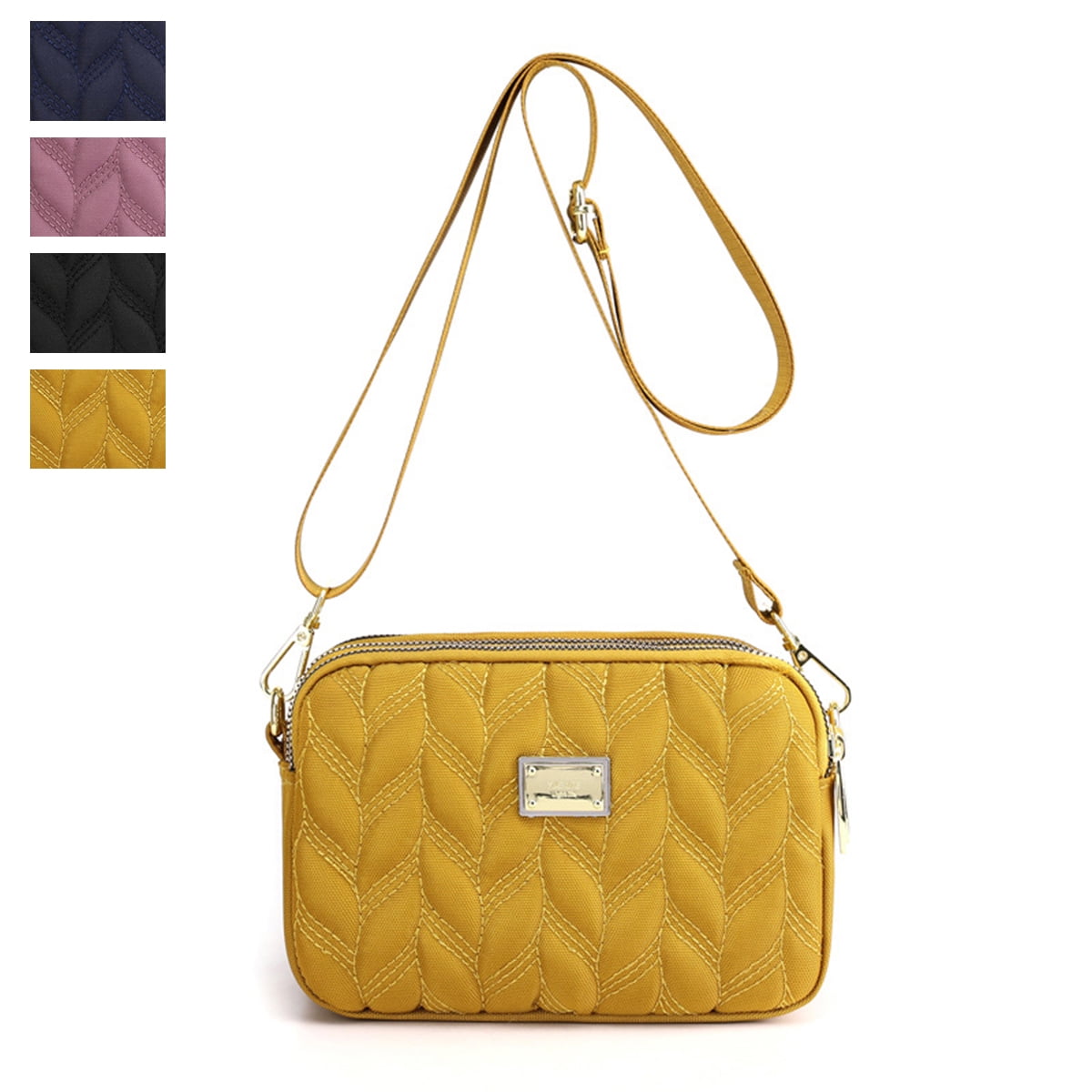 Women CrossBody Bag Camera Handbag Shoulder Bag Small Multipurpose Nylon Casual Fashion Cross body Bag Three Compartment Strap Wide Satchel Yellow Walmart Business Supplies