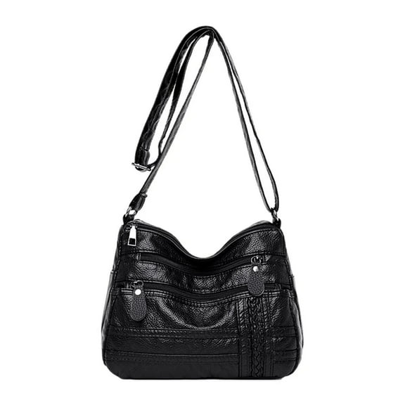 Women Crossboby Bag Soft PU Leather Shoulder Bag for Women Multi-Pocket Shoulder Handbags Pouch ﻿(Black)