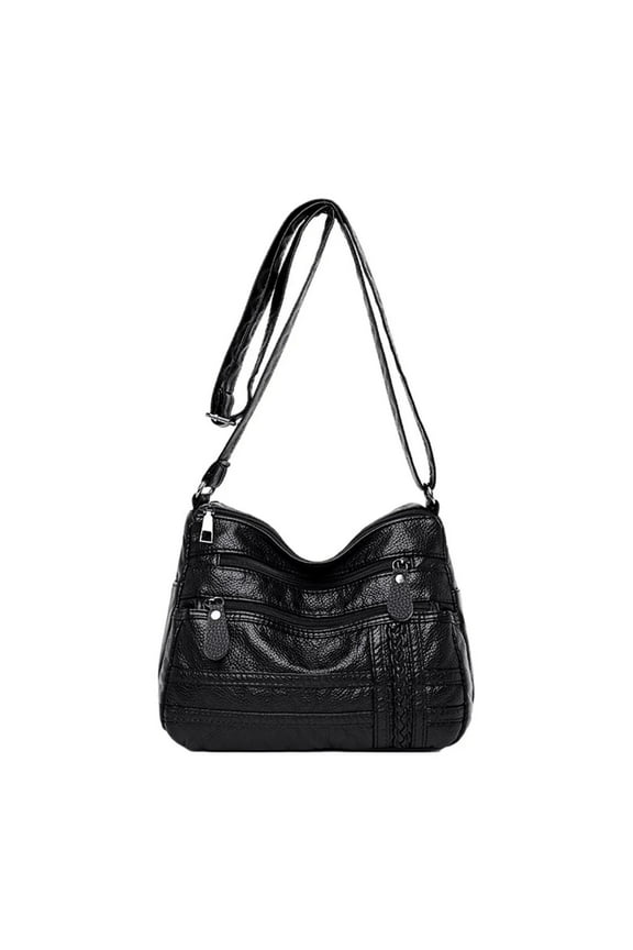 Women Crossboby Bag Soft PU Leather Shoulder Bag for Women Multi-Pocket Shoulder Handbags Pouch (Black)