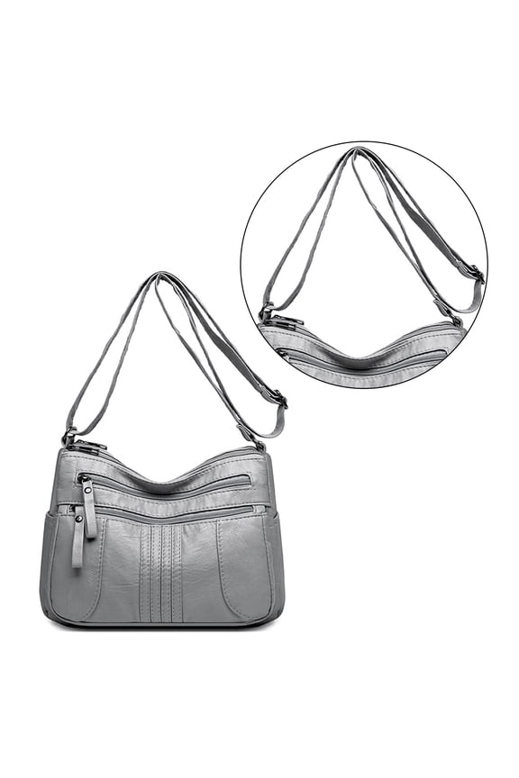 Women Crossbody Bag Leather Handbag Pocketbook Lightweight Shoulder Purse Multi Pocket Crossbody Purse