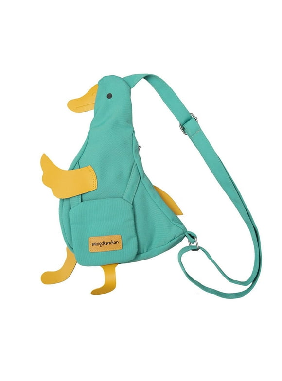 Women Crossbody Bag Lovely Daypack Adjustable Strap Duck Shaped Shoulder Bag Green