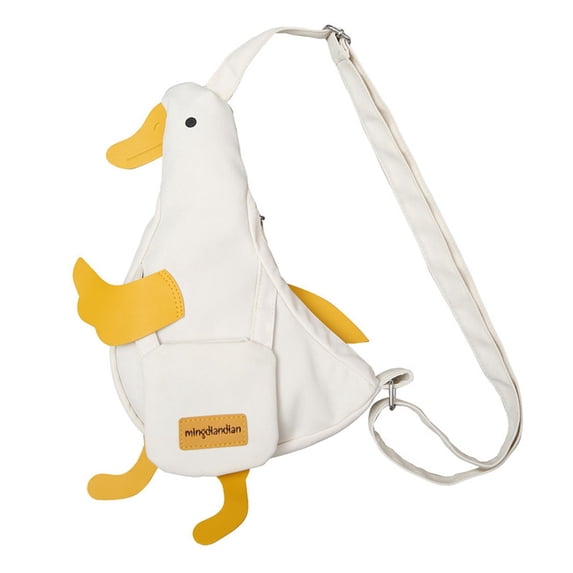 Women Crossbody Bag Lovely Daypack Adjustable Strap Duck Shaped Shoulder Bag White