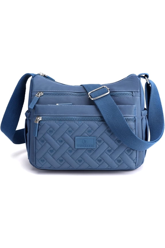 Women Crossbody Bag Multi-Pocket Nylon Waterproof Lightweight Casual Shoulder Handbag Purse Bookbag