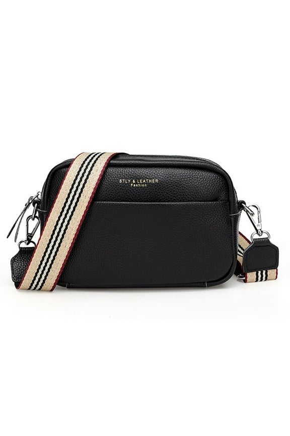 Women Crossbody Bag New Fashion Pu Leather Small Square Bag Leather Ladies Adjustable Wide Strap Tote Shopping Bag,Black