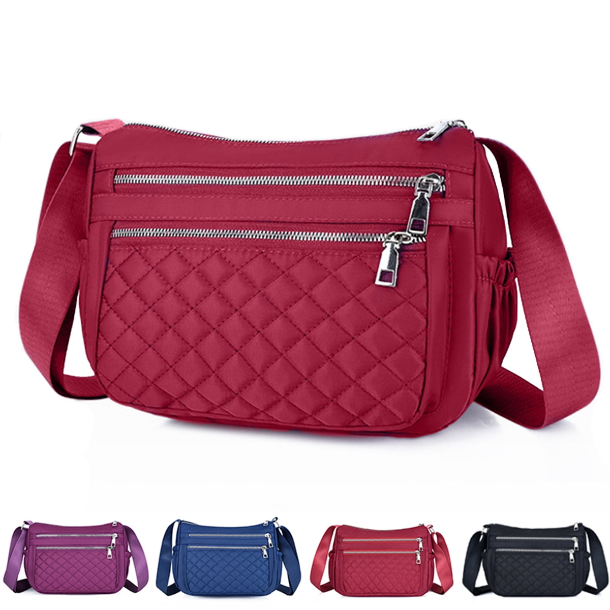 Women Crossbody Bag Nylon Handbag Pocketbook Lightweight Shoulder Purse ...