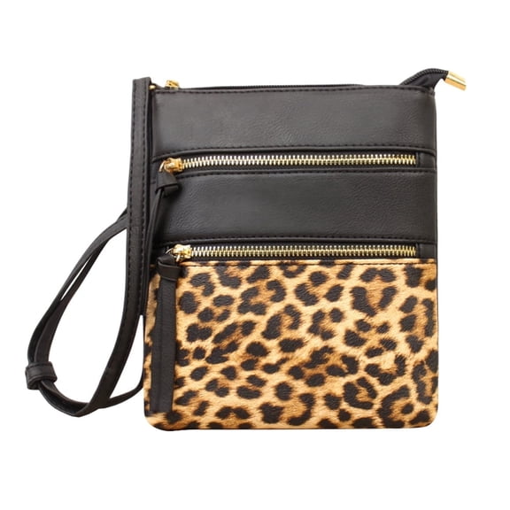 Women Leopard Crossbody Purses Small Shoulder Bag with Multi Pocket Extra Long Strap FREE GIFT FOR YOU