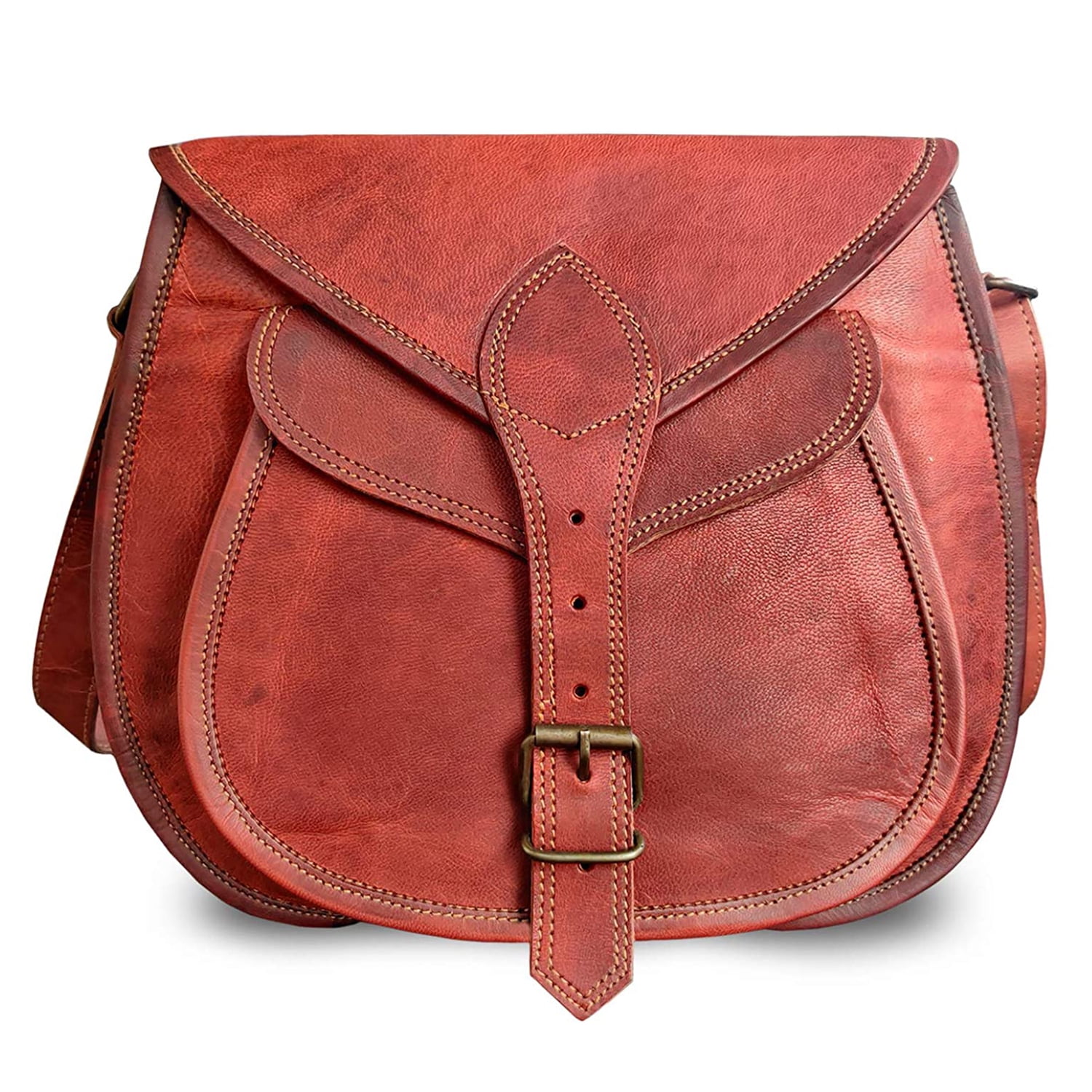 Women Saddle Bags Brown Leather Crossbody Bags Shoulder Bag for