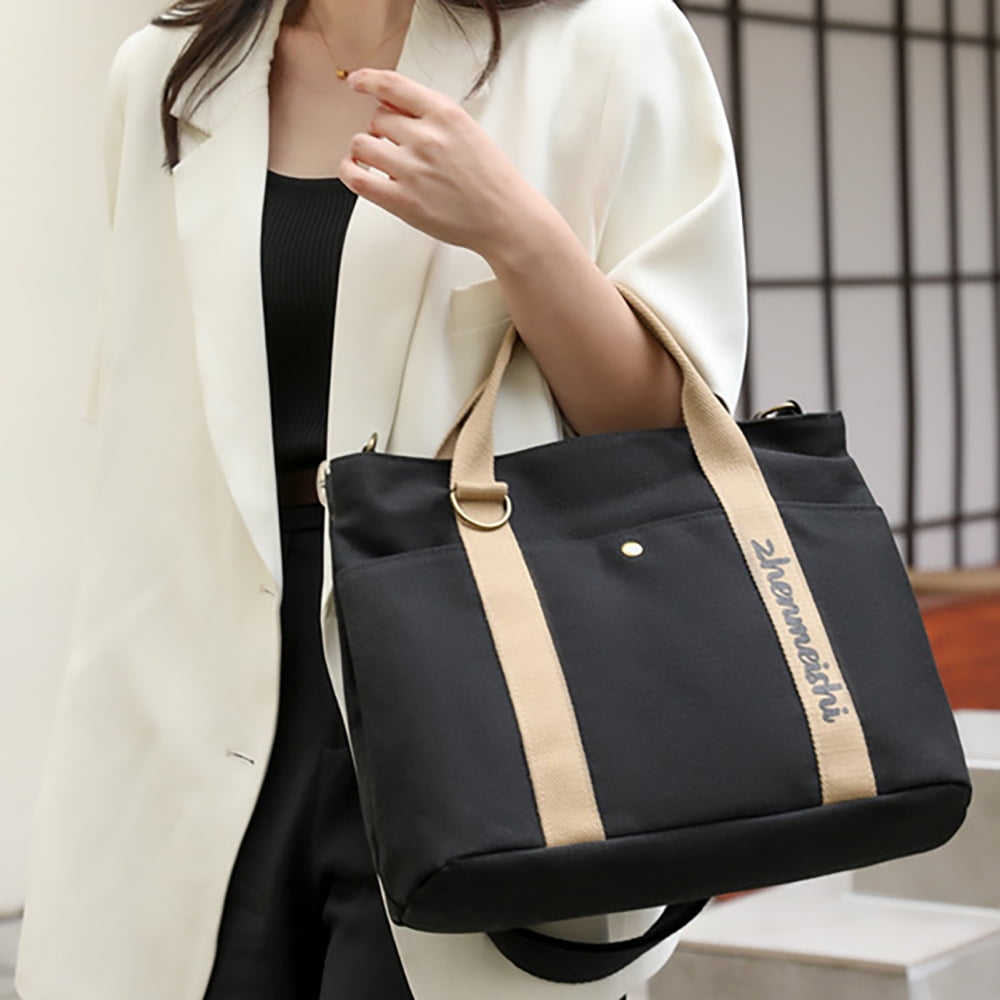 Sulgyt Women's Canvas Tote Shoulder Crossbody Bag with Compartments Small  Handbag Multi-pocket Top Handle Work Bags, Multi-Pocket Handbag Shoulder