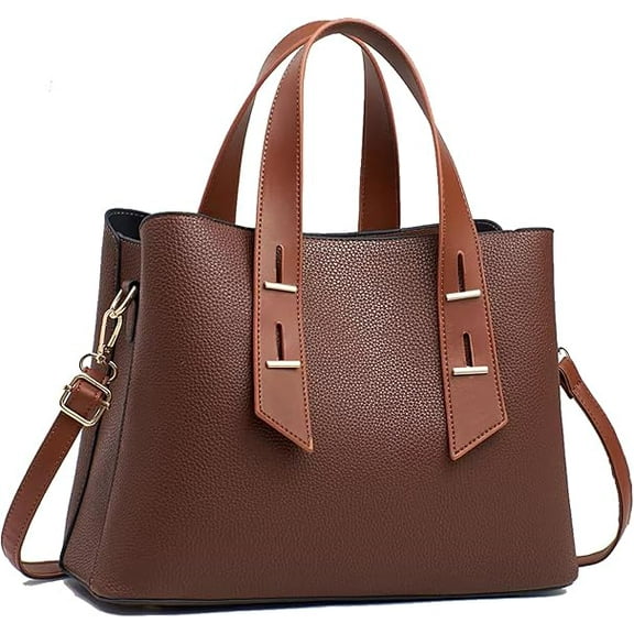 Women Crossbody Top Handle Satchel Handbags Color Block Leather Shoulder Tote Purses Large Capacity Work Tote Bag