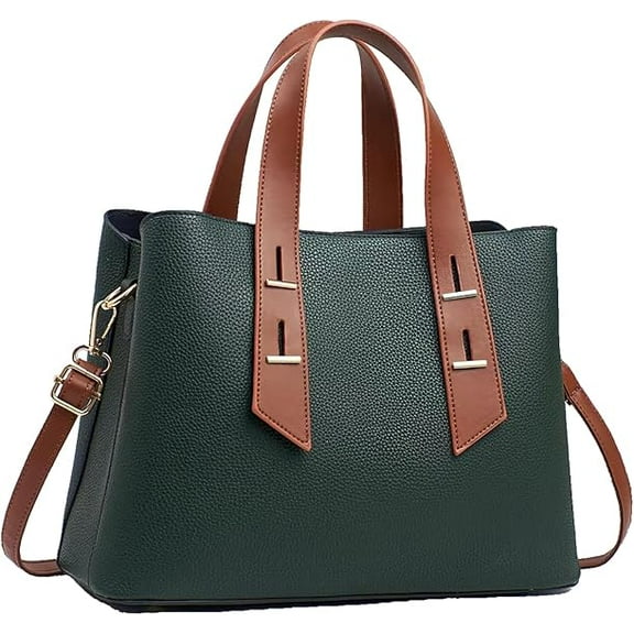 Women Crossbody Top Handle Satchel Handbags Color Block Leather Shoulder Tote Purses Large Capacity Work Tote Bag