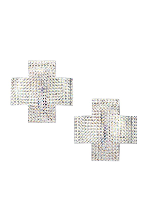Women Crosses Shape Nipple Pasties Covers Body Chain Sparkling Rhinestones Carnivals Breast Stickers Petals Body Jewelry