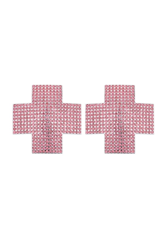 Women Crosses Shape Nipple Pasties Covers Body Chain Sparkling Rhinestones Carnivals Breast Stickers Petals Body Jewelry