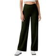 thumbnail image 1 of Women Crossover Yoga Pants High Waisted Trouser Straight Wide Leg Pant with Pocket Athletic Workout, 1 of 6