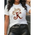thumbnail image 1 of Women Crown Tee White S-5XL Letter Print Short Sleeve Cotton T-Shirt Top Casual Summer Daily Wear, 1 of 5