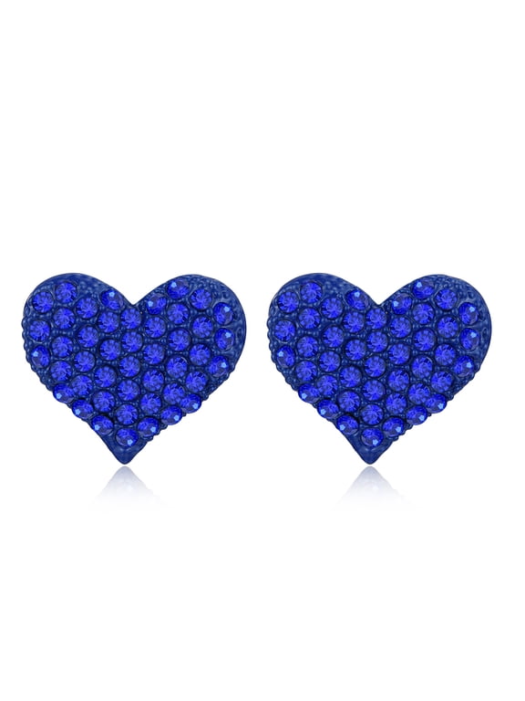 Women Crystal Heart Stud Earrings Colored Painting Cocktail Costume Party Jewelry