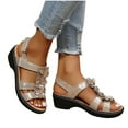 thumbnail image 1 of Women Crystal Pearl Wedge Slides Sandals Summer Open toe Espadrilles Flatform Wedges Sandal, 1 of 5