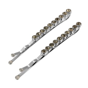 Women Crystal Silver-Tone Grey Diamond Color Crystal Bobby Pin Set