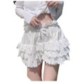 thumbnail image 1 of Women Culottes Shorts Polyester Solid Cute Cake Layered Elastic Waist Shorts, 1 of 4