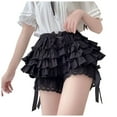 thumbnail image 1 of Women Culottes Shorts Polyester Solid Cute Cake Layered Elastic Waist Shorts, 1 of 2