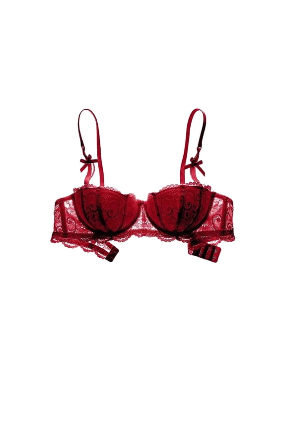 Women Cup Lace Shelf Bra Underwired Bralette Push Up Bra Balconette Bra with Push Up Effect with Adjustable Strap