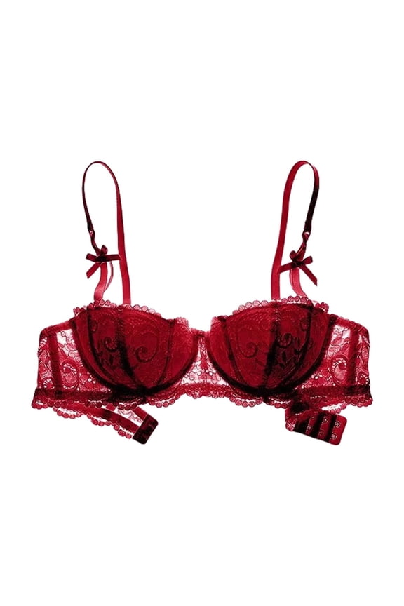 Women Cup Lace Shelf Bra Underwired Bralette Push Up Bra Balconette Bra with Push Up Effect with Adjustable Strap
