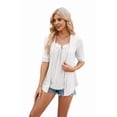 thumbnail image 1 of Women Cute 2 in 1 Blouse Summer Half Sleeve V Neck Eyelet Shirts White XXL, 1 of 7