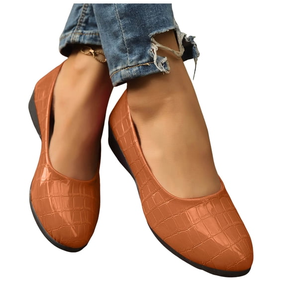Women Cute Ballet Shoes Round Toe Comfortable Flat Slip on Loafers Lightweight Formal Casual Evening Prom Dress Shoes Brown Size 9