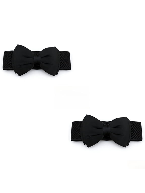 Women Cute Bow/Flower Wide Elastic Waist Belt - Adorable Dress Accessory
