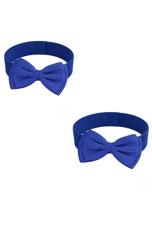 Women Cute Bow/Flower Wide Elastic Waist Belt - Adorable Dress Accessory