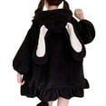 thumbnail image 1 of Women Cute Bunny Ear Hoodies Long Sleeve Fuzzy Fluffy Rabbit Tops Sweet Lovely Sweatshirt Hoodie Winter Coats Black, 1 of 9