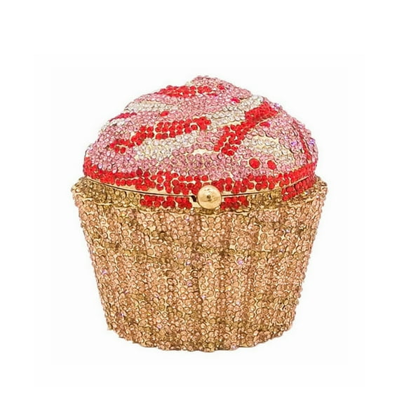 Women Cute Cake Shape Rhinestone Evening Bag Glitter Crystal Clutch Purse for Prom Party