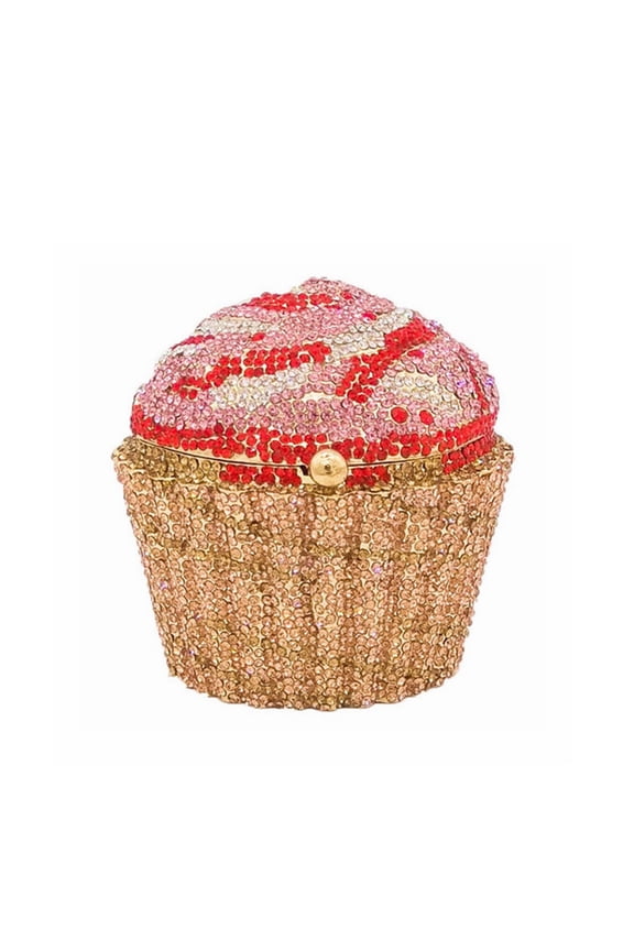 Women Cute Cake Shape Rhinestone Evening Bag Glitter Crystal Clutch Purse for Prom Party