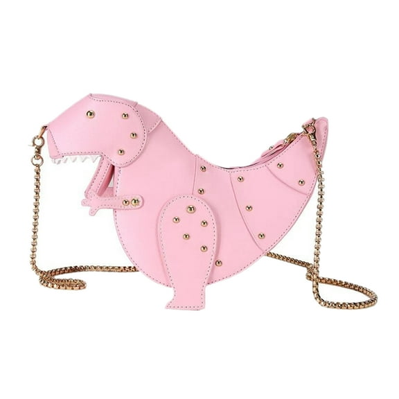 Women Cute Cartoon Dinosaur Shoulder Bag PU Chain Strap Purse Handbag Clutch Bag for