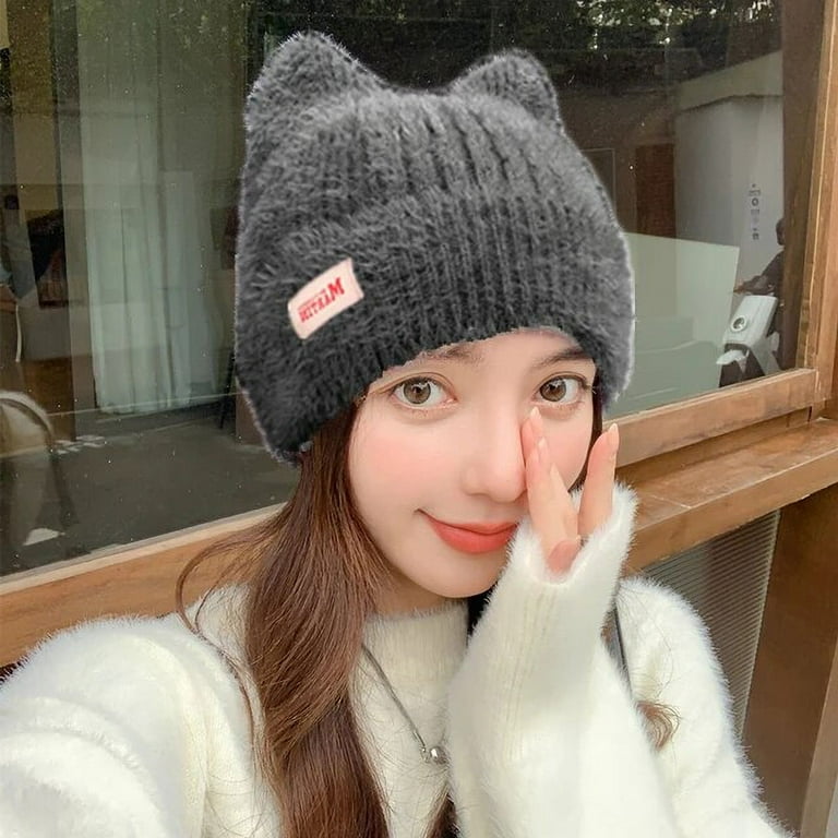 Women Cute Cat Ear Earflap Winter Hat Fashion Faux Fur