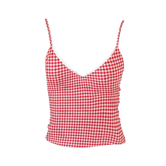 Women Cute Deep V Neck Sleeveless Fitted Basic Tank Tops Women Adjustable spaghetti strap Y2K Tank Top Cami Summer Soft Lightweight Shirts Daily Beach Vacation Outfits, Watermelon Red S