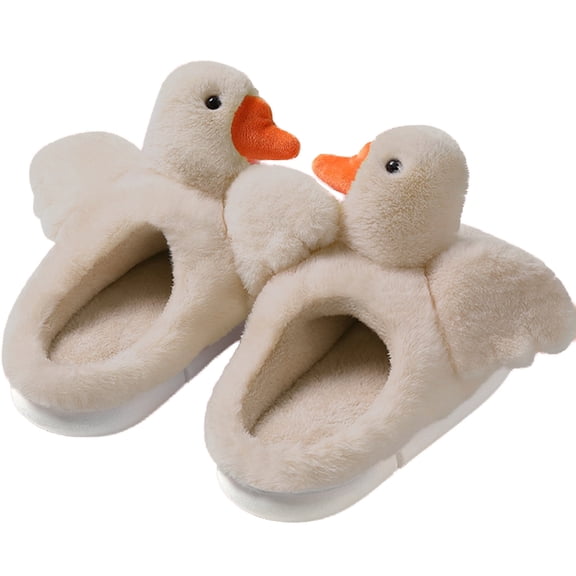 Women Cute Duck Plush Slippers Anti Slip Memory Foam Home Shoes For Winter