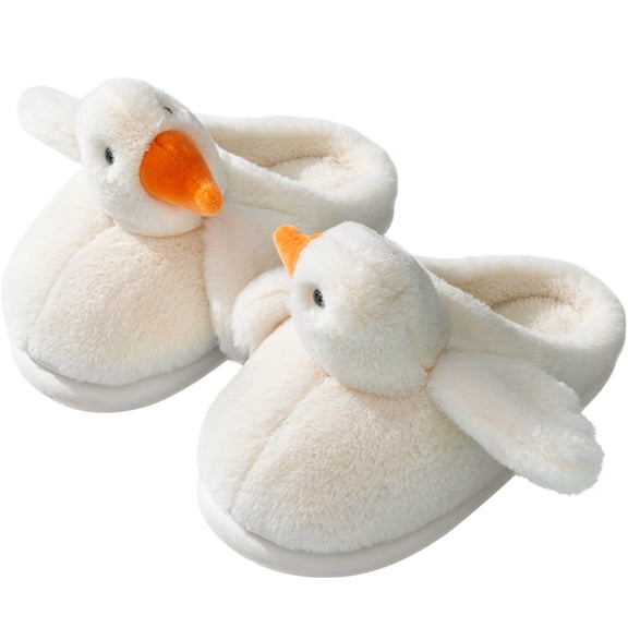 Women Cute Duck Plush Slippers Anti Slip Memory Foam Home Shoes For Winter