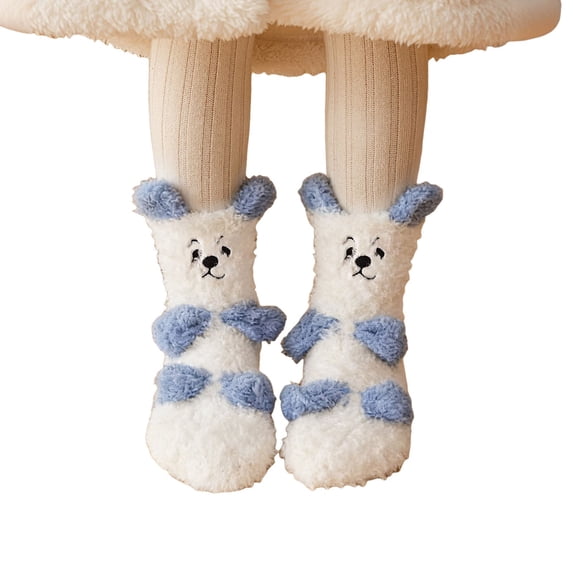 Women Cute Fuzzy Socks Warm Cozy Thick Thermal Winter Slipper Socks Print Soft Slipper Cold Weather Socks