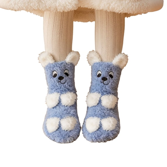 Women Cute Fuzzy Socks Warm Cozy Thick Thermal Winter Slipper Socks Print Soft Slipper Cold Weather Socks