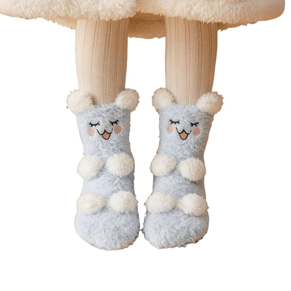 Women Cute Fuzzy Socks Warm Cozy Thick Thermal Winter Slipper Socks Print Soft Slipper Cold Weather Socks