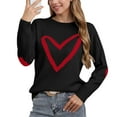 thumbnail image 1 of Women Cute Heart Sweaters Crew Neck Valentines Day Sweater Long Sleeve Casual Ribbed Knit Pullover Top Black, M, 1 of 6