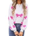 thumbnail image 1 of Women Cute Knit Sweater Y2k Long Sleeve Crew Neck Knitted Pullover Top Oversized Going Out Fall Winter Knitwear Rose Red S, 1 of 10