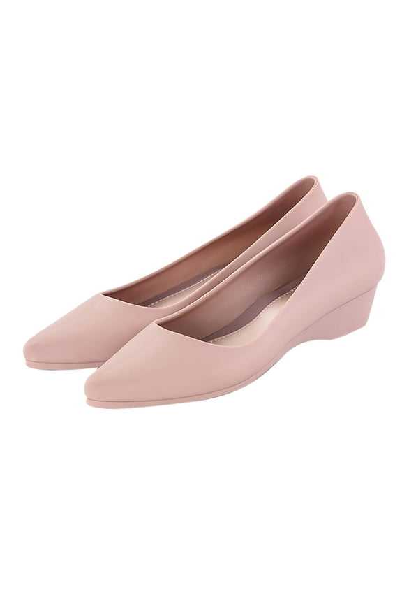 Women Cute Slip-on Ballet Shoes Solid Classic Pointed Toe Closed Toe Flats Comfort Dress Shoes Shallow Mouth Non-Slip Ladies Jelly Shoes