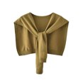 thumbnail image 1 of Women Cute Tie Knot Ribbed Knit Shawl Wrap Shoulder Top Casual Solid Color Sleeveless Knitted Poncho Cape OOTD Brown, 1 of 2
