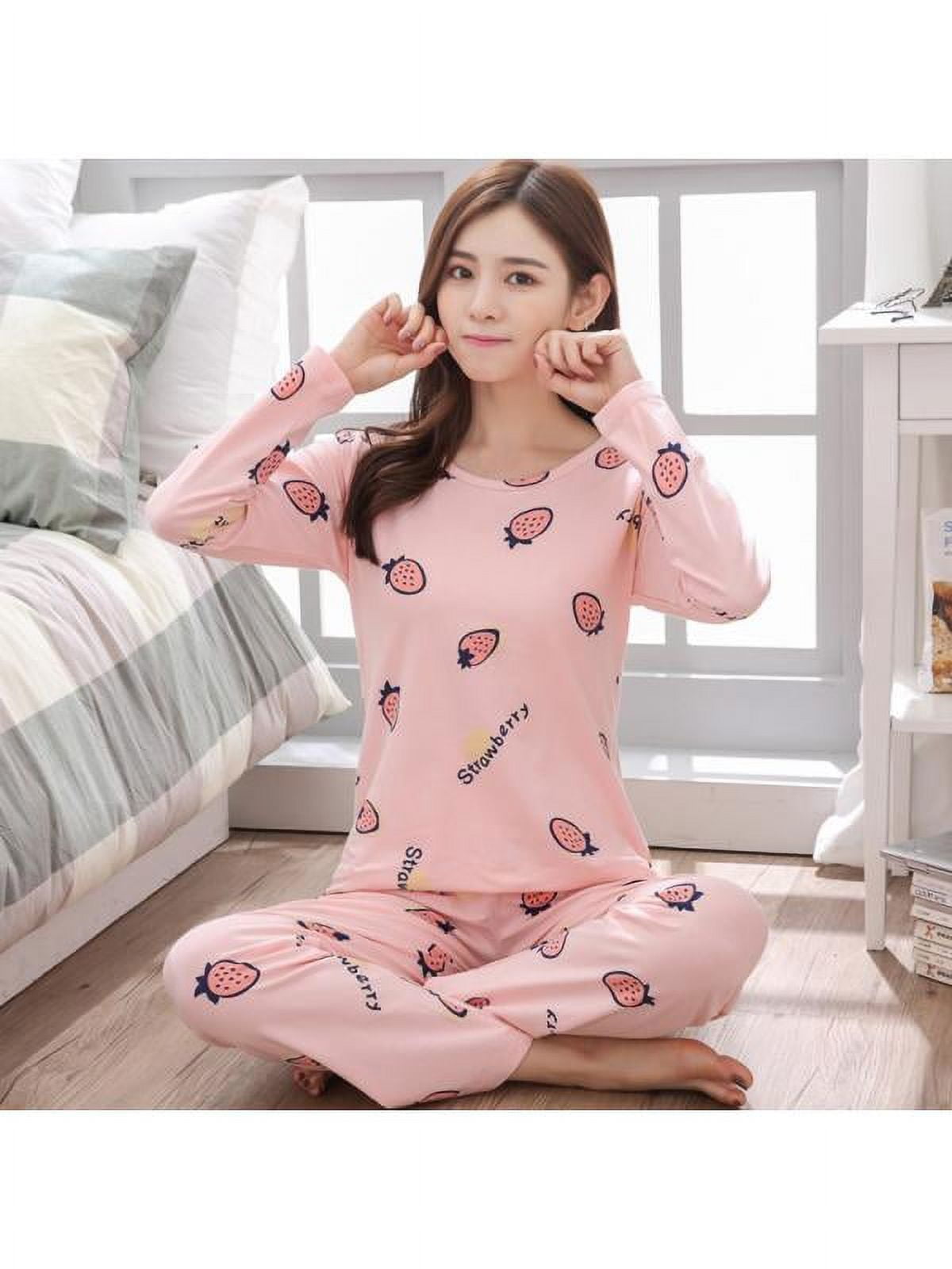 Thickened flannel pajamas for women, autumn and winter suits, cute coral  velvet large size long-sleeved plus velvet warm home wear pajamas